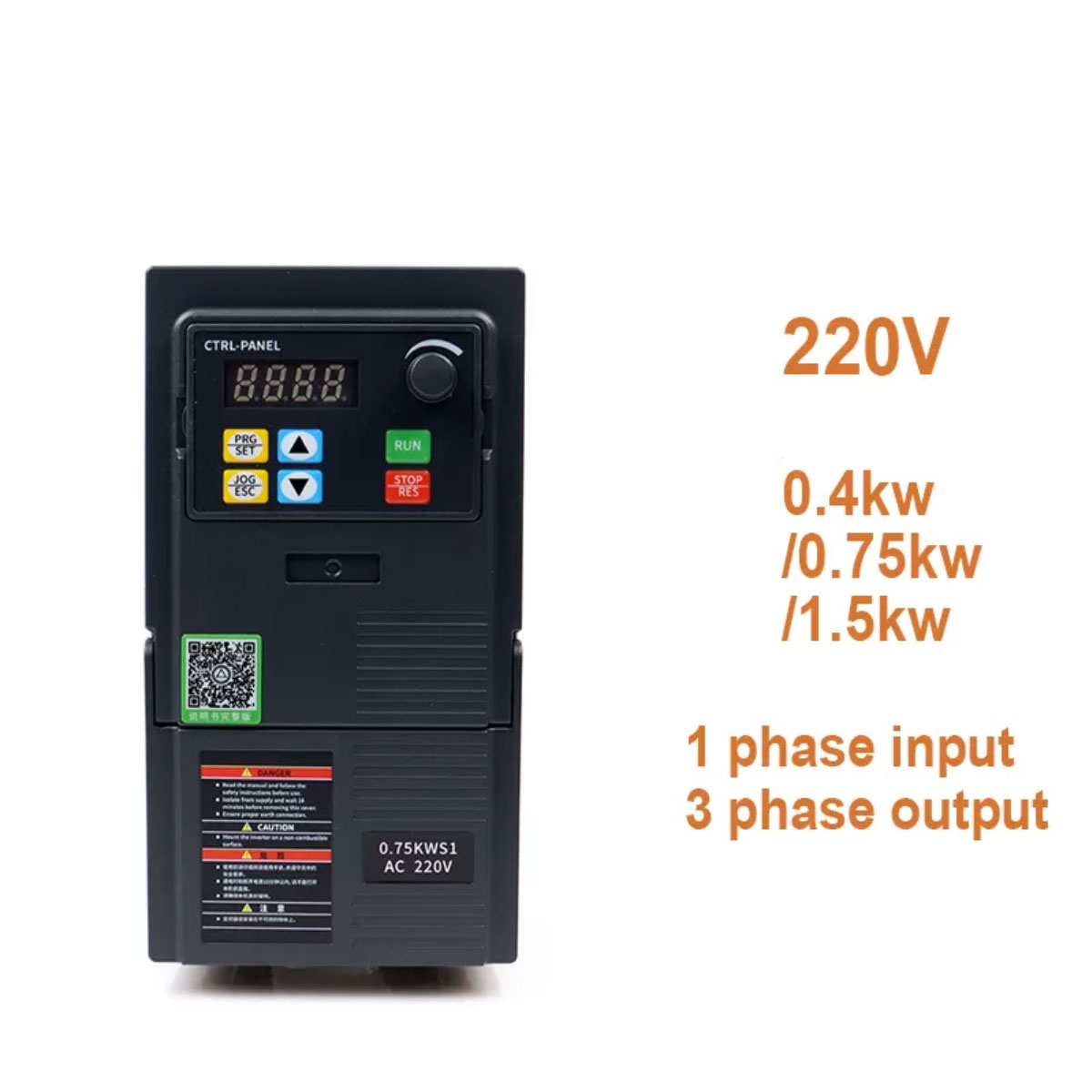Icon Power VFD Variable Frequency Drive 220V 0.4KW 0.75KW 1.5KW Input 1 Phase to Output 3 Phases